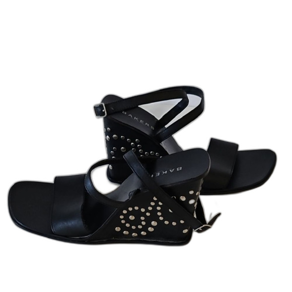 Bakers Black Heeled Shoes with Sleek Straps - Picture 3 of 10